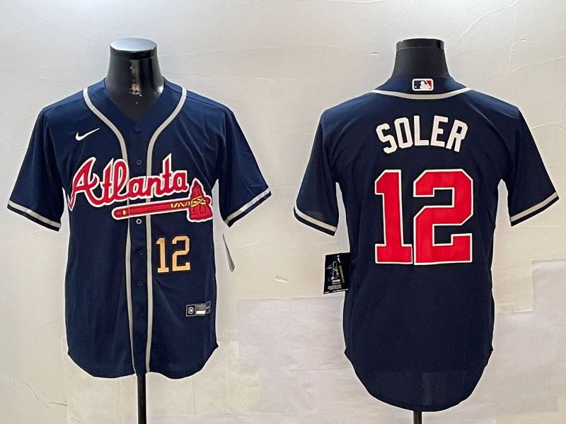 Men Atlanta Braves 12 Soler Blue Game 2024 Nike MLB Jersey style 2